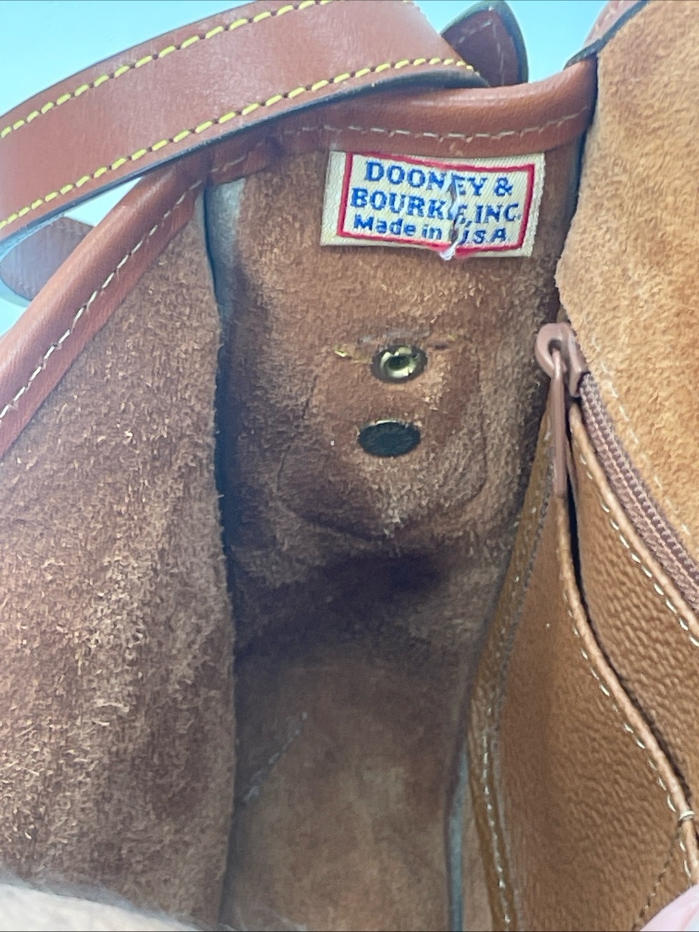 Vtg Dooney & Bourke Tan Leather Crossbody Pocket  Equestrian Bag Model R125 - Picture 6 of 16